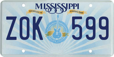 MS license plate ZOK599