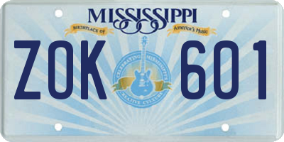 MS license plate ZOK601