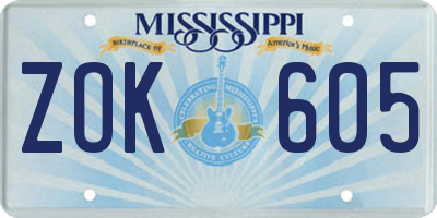 MS license plate ZOK605