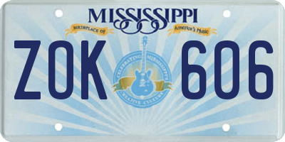 MS license plate ZOK606