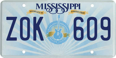 MS license plate ZOK609