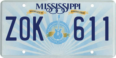 MS license plate ZOK611