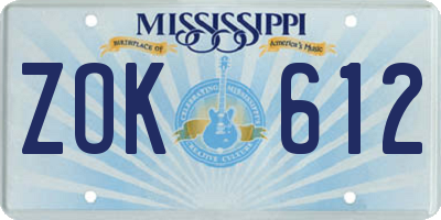 MS license plate ZOK612
