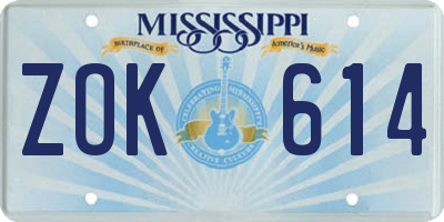 MS license plate ZOK614
