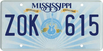 MS license plate ZOK615