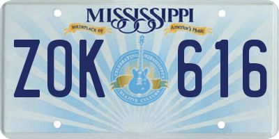 MS license plate ZOK616