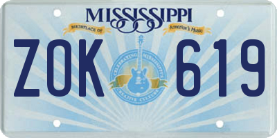 MS license plate ZOK619