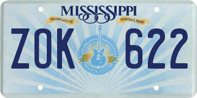 MS license plate ZOK622