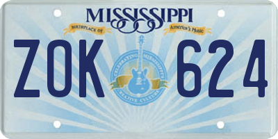 MS license plate ZOK624
