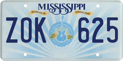 MS license plate ZOK625