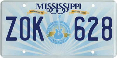 MS license plate ZOK628