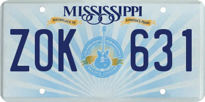 MS license plate ZOK631