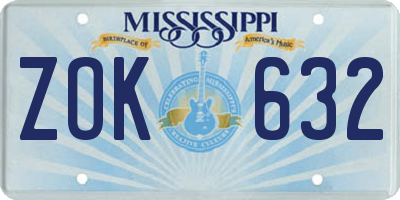 MS license plate ZOK632