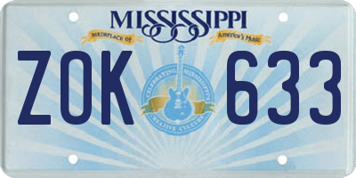 MS license plate ZOK633