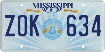 MS license plate ZOK634