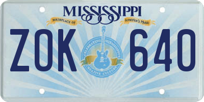 MS license plate ZOK640