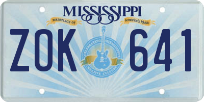 MS license plate ZOK641