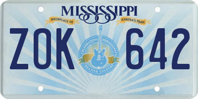 MS license plate ZOK642