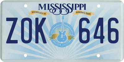 MS license plate ZOK646