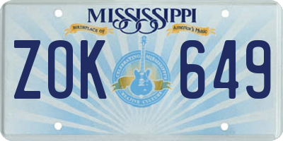 MS license plate ZOK649