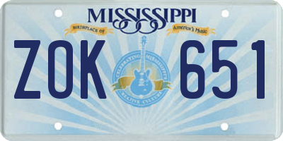 MS license plate ZOK651