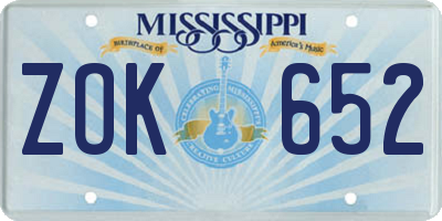MS license plate ZOK652