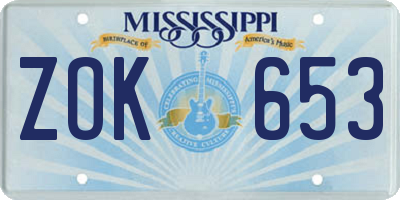 MS license plate ZOK653