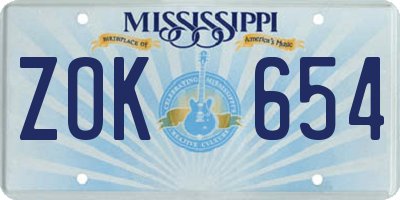MS license plate ZOK654