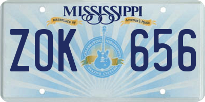 MS license plate ZOK656