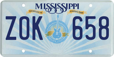 MS license plate ZOK658
