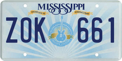 MS license plate ZOK661