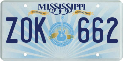 MS license plate ZOK662