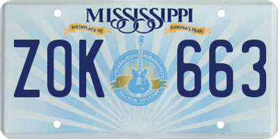MS license plate ZOK663