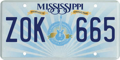 MS license plate ZOK665