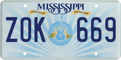 MS license plate ZOK669