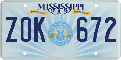 MS license plate ZOK672