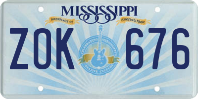 MS license plate ZOK676