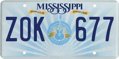 MS license plate ZOK677