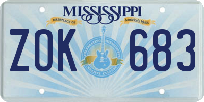 MS license plate ZOK683