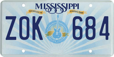 MS license plate ZOK684