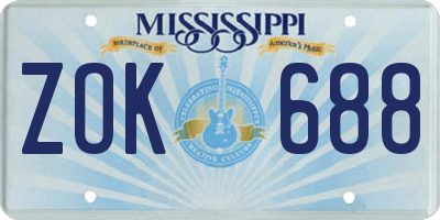 MS license plate ZOK688