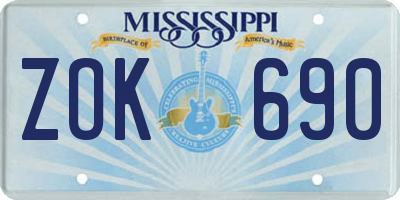 MS license plate ZOK690