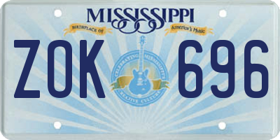 MS license plate ZOK696