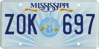 MS license plate ZOK697