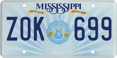MS license plate ZOK699