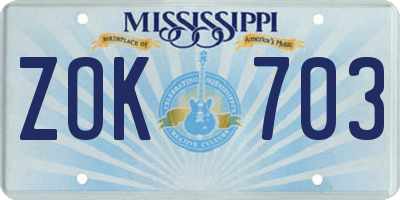 MS license plate ZOK703