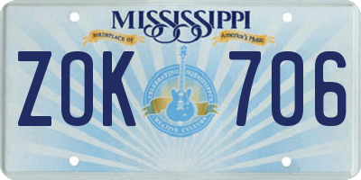 MS license plate ZOK706