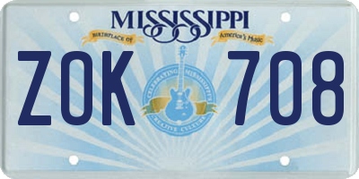 MS license plate ZOK708
