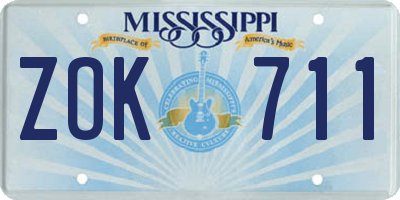 MS license plate ZOK711