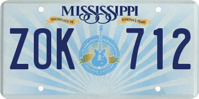 MS license plate ZOK712